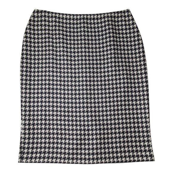 Houndstooth Wool Pencil Skirt By Charles Gray London Size 10 Old Money Academia - Picture 1 of 8